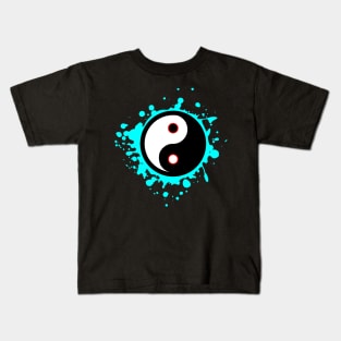 Yin and Yang Blue Splatter Kids T-Shirt